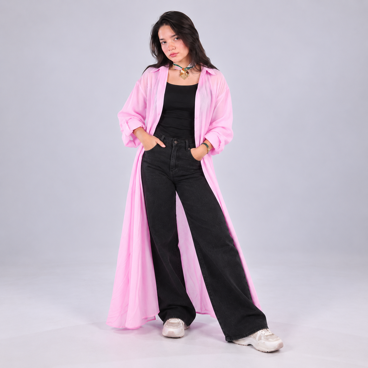Pink Oversized Long Shirt