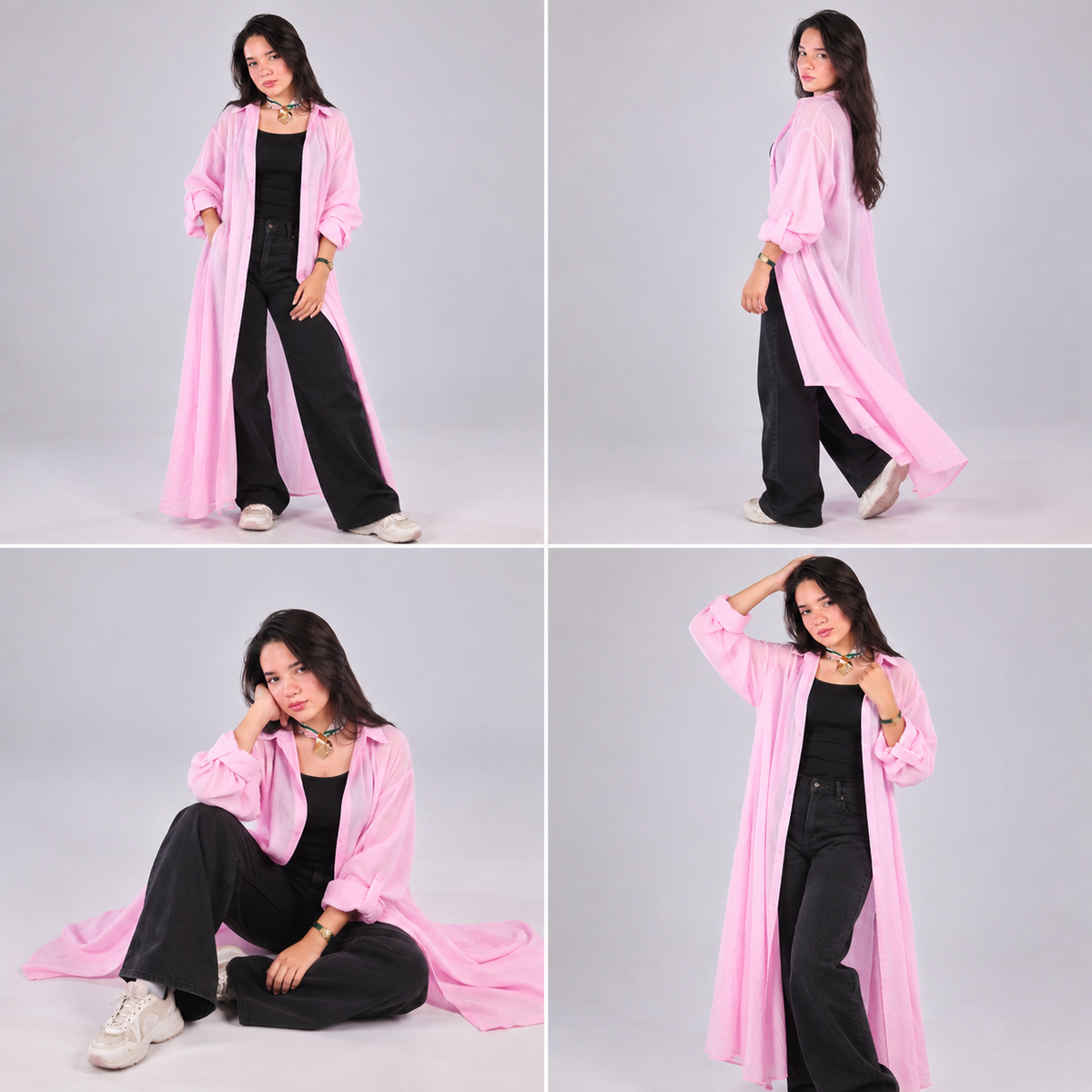 Pink Oversized Long Shirt