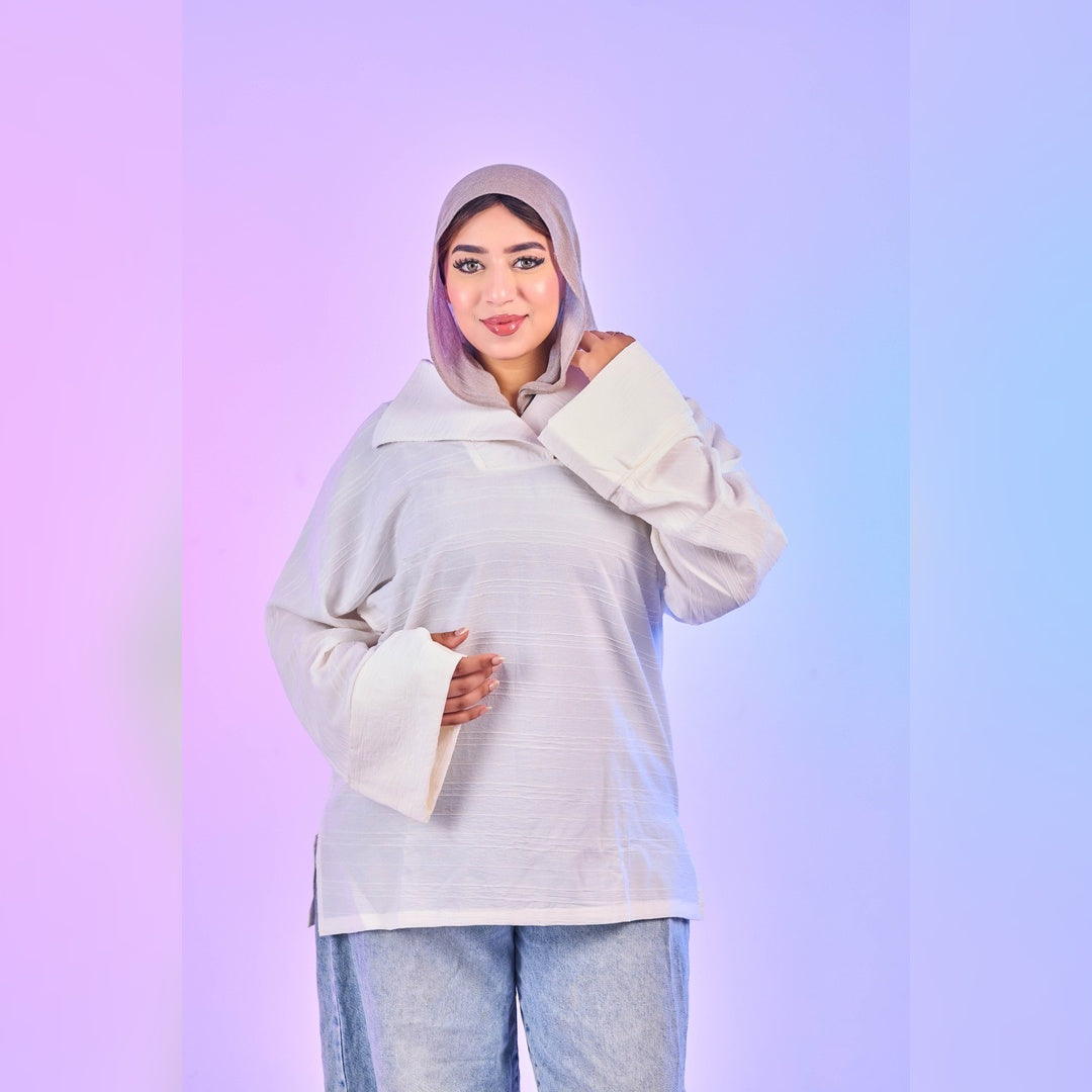 Oversized Sailor Collar Top – Off White