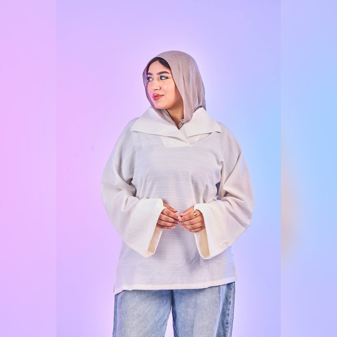 Oversized Sailor Collar Top – Off White
