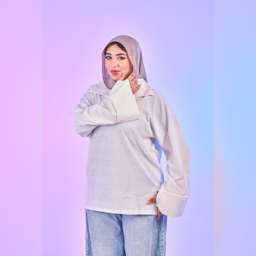 Oversized Sailor Collar Top – Off White