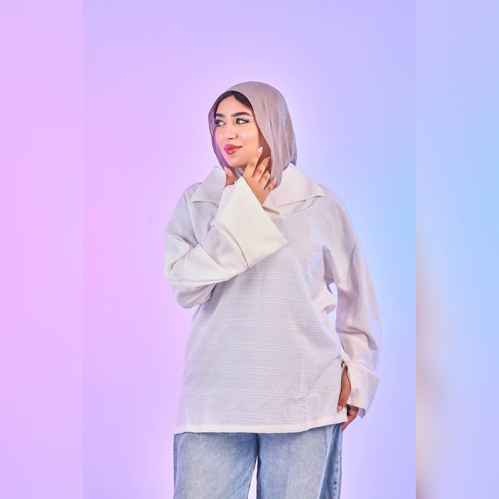 Oversized Sailor Collar Top – Off White