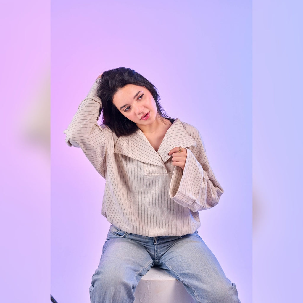 Oversized Sailor Collar Top – Off White