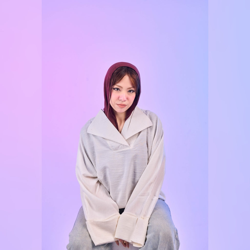 Oversized Sailor Collar Top – Off White