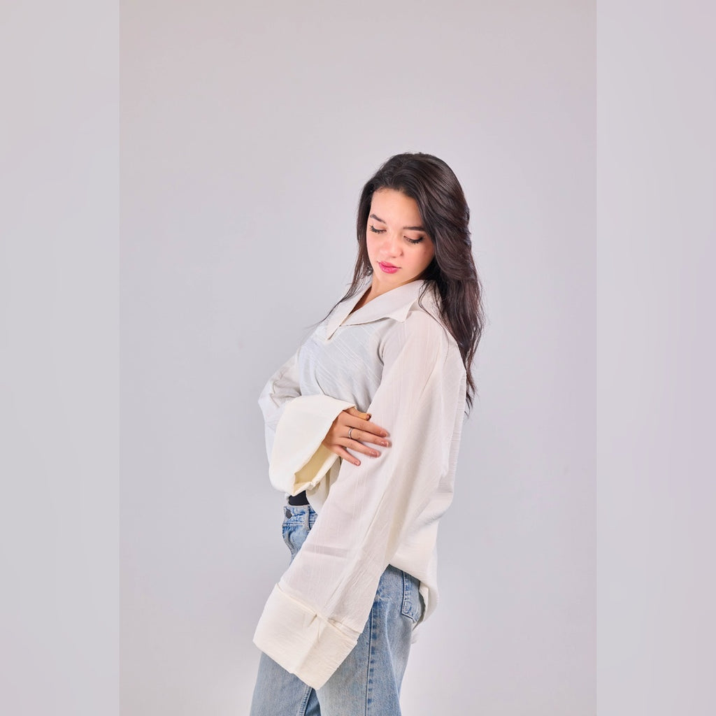 Oversized Sailor Collar Top – Off White