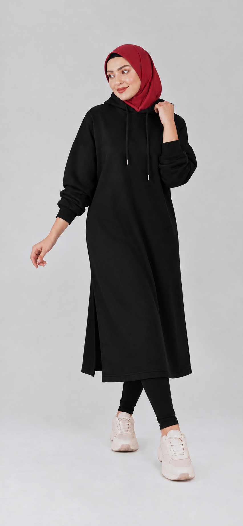 Black Oversized Hooded Tunic